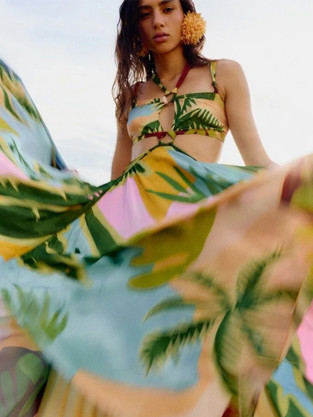 Woman in Farm Rio Dress