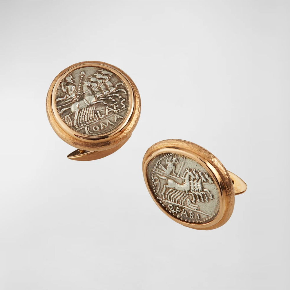 Men's 18k Rose Gold Ancient Jupiter Coin Cufflinks from Jorge Adeler at Neiman Marcus