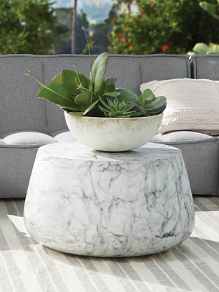 Arhaus Eden Outdoor Coffee Table In White Faux Marble