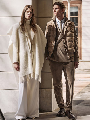 Woman and man in Peserico Clothing