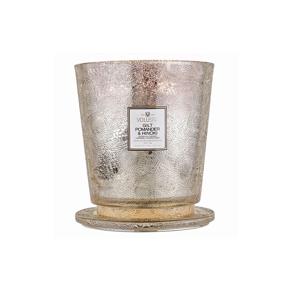 Gilt Pomander & Hinoki 5 Wick Hearth Candle from Voluspa