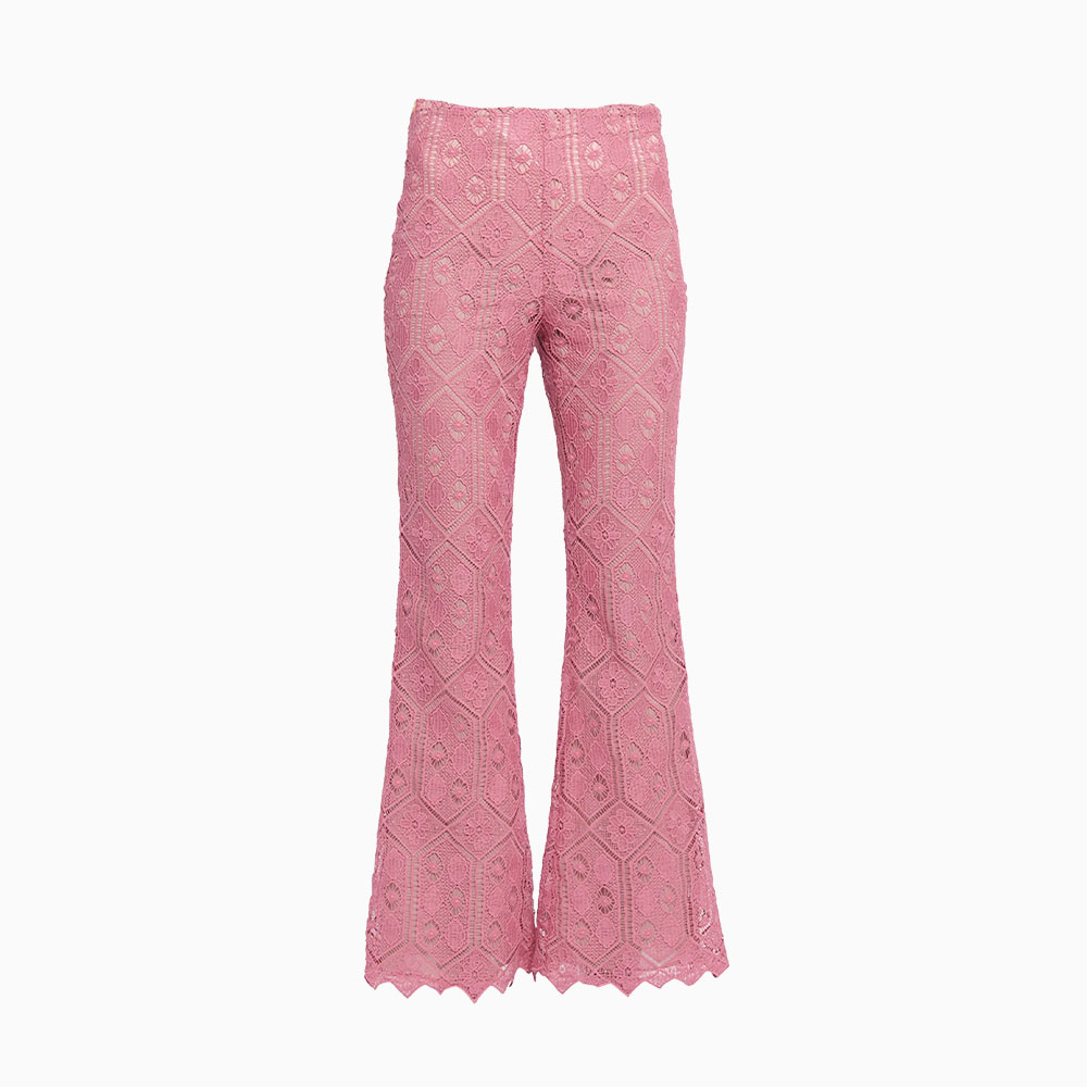 Mid-Rise Crochet Knit Flare Pants from Giambattista Valli at Neiman Marcus
