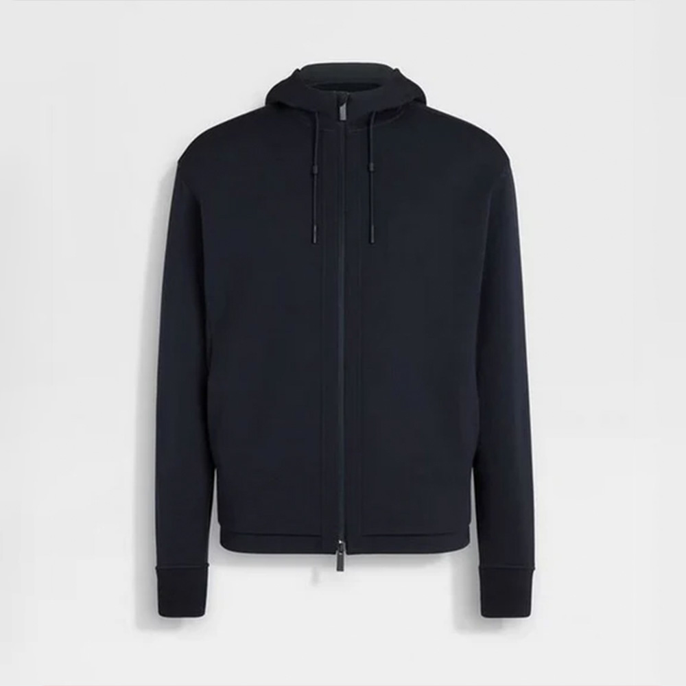 Navy Blue Wool Blend Hoodie from Zegna at GARYS